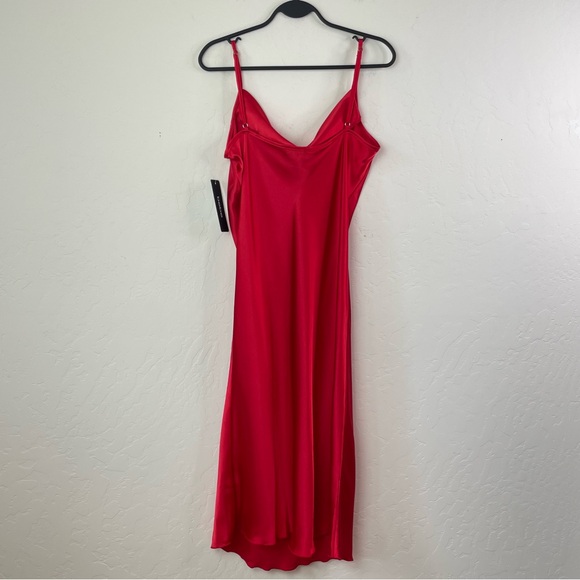 Bebe Y2K-Inspired Red Satin Cowl Neck Midi Slip Dress Size Medium NEW - Picture 4 of 15